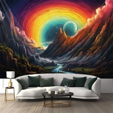 Rainbow Mountains Wall Hanging Tapestry Wall Art Large Tapestry Mural Decor Photograph Backdrop Blanket Curtain Home Bedroom Living Room Decoration