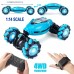 Latest 4WD 1:14 Scale Remote Control Stunt Car 2.4G Wireless RC Drift Car Led Lights Watch Gesture Sensor Rotating Children's Toy Gift