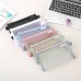 Simple Transparent Mesh Pencil Case Storage Student Pencil Bag Large Capacity Pouches Stationery Cosmetic Bags