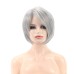 Short Grey Pixie Bob Wigs for White Women Sliver Gray Synthetic Straight Hair Repalcement Wig