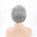 Short Grey Pixie Bob Wigs for White Women Sliver Gray Synthetic Straight Hair Repalcement Wig