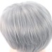 Short Grey Pixie Bob Wigs for White Women Sliver Gray Synthetic Straight Hair Repalcement Wig