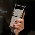 Phone Case For Samsung Galaxy Z Flip 5 Z Flip 4 Z Flip 3 Flip Flip Bling Ring Holder Glitter Shine Crystal Diamond PC