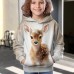 Girls' 3D Deer Hoodie Pullover Long Sleeve 3D Print Animal Cartoon Fall Winter Active Fashion Cute Polyester Kids 3-12 Years Outdoor Casual Daily Regular Fit