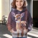 Girls' 3D Deer Hoodie Pullover Long Sleeve 3D Print Animal Cartoon Fall Winter Active Fashion Cute Polyester Kids 3-12 Years Outdoor Casual Daily Regular Fit