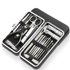 19 in 1 Stainless Steel Manicure Set For Foot Fitting Set Professional Pedicure Kit Nail Scissors Grooming Kit with Leather Travel Case for Women and Men