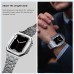 Link Bracelet Compatible with Apple Watch band 44mm 45mm with Case Luxury Butterfly Buckle Stainless Steel Strap Replacement Wristband for iwatch Series 8 7 6 5 4 SE