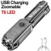 Super Bright ABS Strong Light Focusing Led Flashlight Outdoor Portable Home Built-in Battery Rechargeable Multi-function Torch