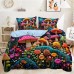 100% Cotton Duvet Cover Mushroom Forest Mexican Folk Art PatternDuvet Cover Set Soft 3-Piece Luxury Bedding Set Home Decor Gift