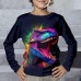 Boys 3D Dinosaur T shirt Tee Long Sleeve 3D Print Fall Winter Sports Fashion Streetwear Polyester Kids 3-12 Years Crew Neck Outdoor Casual Daily Regular Fit