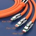 3.3ft 120W 3-In-1 Multi Fast Charging Nylon Braided Cable USB Charger Cord With 3 Different Ports (USB C/Micro/Lightning)