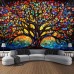 Tree of Life Hanging Tapestry Stained Glass Colorful Wall Art Large Tapestry Mural Decor Photograph Backdrop Blanket Curtain Home Bedroom Living Room Decoration