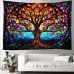 Tree of Life Hanging Tapestry Stained Glass Colorful Wall Art Large Tapestry Mural Decor Photograph Backdrop Blanket Curtain Home Bedroom Living Room Decoration