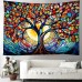 Tree of Life Hanging Tapestry Stained Glass Colorful Wall Art Large Tapestry Mural Decor Photograph Backdrop Blanket Curtain Home Bedroom Living Room Decoration