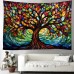 Tree of Life Hanging Tapestry Stained Glass Colorful Wall Art Large Tapestry Mural Decor Photograph Backdrop Blanket Curtain Home Bedroom Living Room Decoration