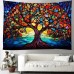 Tree of Life Hanging Tapestry Stained Glass Colorful Wall Art Large Tapestry Mural Decor Photograph Backdrop Blanket Curtain Home Bedroom Living Room Decoration