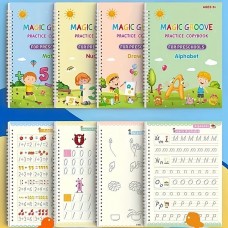 4 Books + 1 Pen + 5/10 Refills + 1 Pen Grip, Children's Copybook,Kids Practice Book, Magic Word Book,Early Education Workbook For Children Christmas, Thanksgiving Day Gift