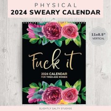 2024 Calendar, Wall Calendar for Tired-Ass Women, F*ck It Funny Novelty Monthly Calendar, Flower Calendar Memo, Handmade Home Office Hanging Calendar, Gag Gift for Halloween Christma