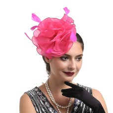 Fascinators Hats Headwear Organza Fedora Hat Holiday Cocktail Retro Elegant With Feather Pure Color Headpiece Headwear