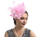 Fascinators Hats Headwear Organza Fedora Hat Holiday Cocktail Retro Elegant With Feather Pure Color Headpiece Headwear