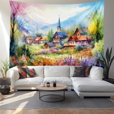 Painting Countryside Hanging Tapestry Wall Art Large Tapestry Mural Decor Photograph Backdrop Blanket Curtain Home Bedroom Living Room Decoration