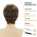 Short Dark Brown Mixed Blonde Highlight Pixie Cut Wigs with Bangs Synthetic Layered Wigs for Women Natural Hair Replacement Wigs