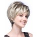 Short Dark Brown Mixed Blonde Highlight Pixie Cut Wigs with Bangs Synthetic Layered Wigs for Women Natural Hair Replacement Wigs