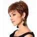 Short Dark Brown Mixed Blonde Highlight Pixie Cut Wigs with Bangs Synthetic Layered Wigs for Women Natural Hair Replacement Wigs