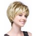 Short Dark Brown Mixed Blonde Highlight Pixie Cut Wigs with Bangs Synthetic Layered Wigs for Women Natural Hair Replacement Wigs