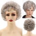 Short Dark Brown Mixed Blonde Highlight Pixie Cut Wigs with Bangs Synthetic Layered Wigs for Women Natural Hair Replacement Wigs