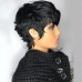 Pixie Cut Wig Human Hair Short Bob Wigs for Black Women Human Hair Glueless Wig None Lace Front Wig with Bangs Layered Full Machine Made Wig 1B Color