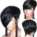 Pixie Cut Wig Human Hair Short Bob Wigs for Black Women Human Hair Glueless Wig None Lace Front Wig with Bangs Layered Full Machine Made Wig 1B Color