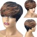 Pixie Cut Wig Human Hair Short Bob Wigs for Black Women Human Hair Glueless Wig None Lace Front Wig with Bangs Layered Full Machine Made Wig 1B Color