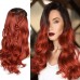 Red Wigs for Women Synthetic Wig Wave Middle Part Long Wig Medium Length Women's Cosplay Party Pink Red Blue Black Ombre Wig