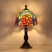 LED Table Lamp Retro VintageBaroque Glass Lampshade Mosaic Colourful Luxury Base E27 for Bedside Table, Bedroom, Desk