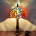 LED Table Lamp Retro VintageBaroque Glass Lampshade Mosaic Colourful Luxury Base E27 for Bedside Table, Bedroom, Desk