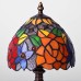 LED Table Lamp Retro VintageBaroque Glass Lampshade Mosaic Colourful Luxury Base E27 for Bedside Table, Bedroom, Desk