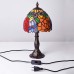 LED Table Lamp Retro VintageBaroque Glass Lampshade Mosaic Colourful Luxury Base E27 for Bedside Table, Bedroom, Desk