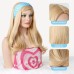 3PCS Blonde Cosplay Wigs Set for Women Vintage Retro Shoulder Length Wig with Blue Headband Bracelet for Princess Costume Halloween Cos play Daily Use