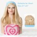 3PCS Blonde Cosplay Wigs Set for Women Vintage Retro Shoulder Length Wig with Blue Headband Bracelet for Princess Costume Halloween Cos play Daily Use