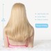 3PCS Blonde Cosplay Wigs Set for Women Vintage Retro Shoulder Length Wig with Blue Headband Bracelet for Princess Costume Halloween Cos play Daily Use