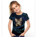 Kids Girls' 3D Cat T shirt Tee Short Sleeve Cat Graphic Animal Rainbow Children Tops Active Cute 3-12 Years