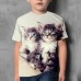 Kids Boys T shirt Tee Animal Cat Short Sleeve Crewneck Children Top Casual 3D Print Adorable Daily Summer Black 3-12 Years