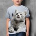 Kids Boys T shirt Tee Animal Cat Short Sleeve Crewneck Children Top Casual 3D Print Adorable Daily Summer Black 3-12 Years