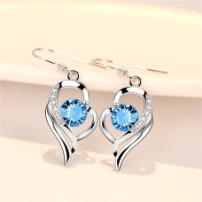 Women's Hoop Earrings Fine Jewelry Classic Precious Stylish Simple Silver Earrings Jewelry White / Pink / Blue For Gift Festival 1 Pair