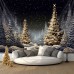 Golden Forest Hanging Tapestry Wall Art Xmas Large Tapestry Mural Decor Photograph Backdrop Blanket Curtain Home Bedroom Living Room Decoration