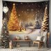 Golden Forest Hanging Tapestry Wall Art Xmas Large Tapestry Mural Decor Photograph Backdrop Blanket Curtain Home Bedroom Living Room Decoration