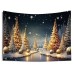 Golden Forest Hanging Tapestry Wall Art Xmas Large Tapestry Mural Decor Photograph Backdrop Blanket Curtain Home Bedroom Living Room Decoration