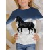 Girls' 3D Animal Horse T shirt Long Sleeve 3D Print Fall Winter Active Fashion Polyester Kids 3-12 Years Outdoor Daily Regular Fit