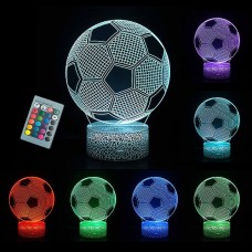 Soccer 3D Night Light Lamp with Remote & Touch ControlMultiple Colour & Flashing Modes and Brightness AdjustedUSB & Batteries PoweredBest Gifts for Sport Lovers Boys Girls Kids